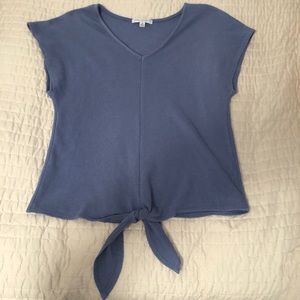 Green Envelope Los Angeles Blue Tie Knot V Neck Shirt Medium